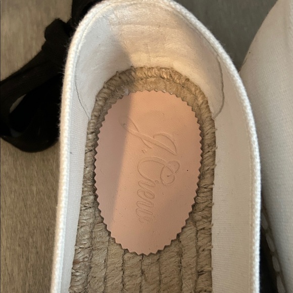 J.Crew Removable Ankle Tie espadrille white with black leather cap toe S6.5 NWOB - Picture 7 of 11